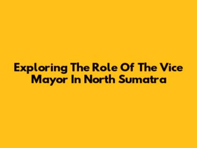 Exploring The Role Of The Vice Mayor In North Sumatra