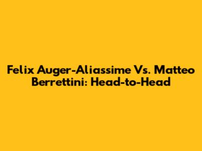 Felix Auger-Aliassime Vs. Matteo Berrettini: Head-to-Head