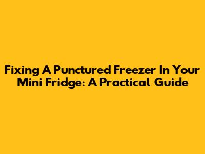 Fixing A Punctured Freezer In Your Mini Fridge: A Practical Guide