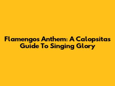 Flamengo's Anthem: A Calopsita's Guide To Singing Glory