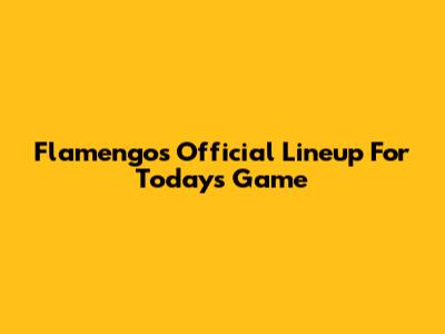 Flamengo's Official Lineup For Today's Game