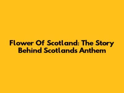 Flower Of Scotland: The Story Behind Scotland's Anthem