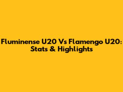 Fluminense U20 Vs Flamengo U20: Stats & Highlights