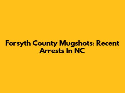 Forsyth County Mugshots: Recent Arrests In NC