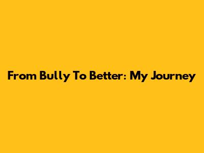 From Bully To Better: My Journey