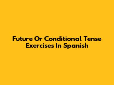 Future Or Conditional Tense Exercises In Spanish