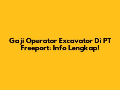 Gaji Operator Excavator Di PT Freeport: Info Lengkap!