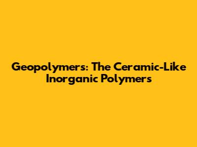 Geopolymers: The Ceramic-Like Inorganic Polymers