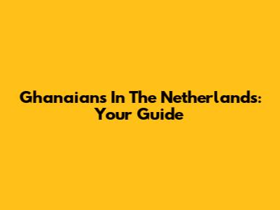 Ghanaians In The Netherlands: Your Guide