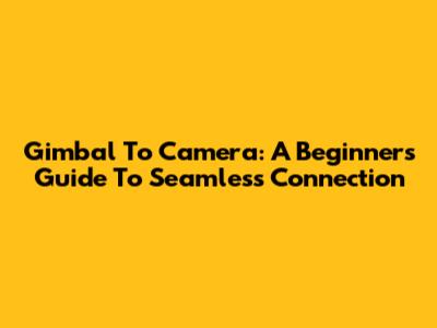 Gimbal To Camera: A Beginner's Guide To Seamless Connection