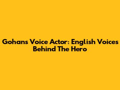 Gohan's Voice Actor: English Voices Behind The Hero