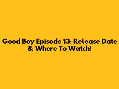 Good Boy Episode 13: Release Date & Where To Watch!