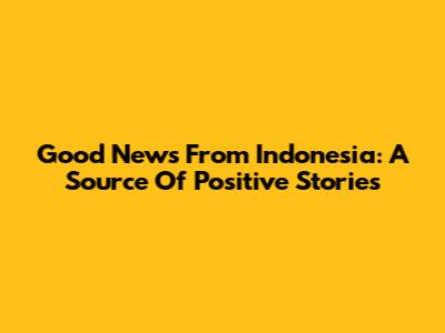 Good News From Indonesia: A Source Of Positive Stories
