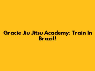 Gracie Jiu Jitsu Academy: Train In Brazil!