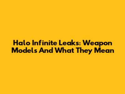 Halo Infinite Leaks: Weapon Models And What They Mean