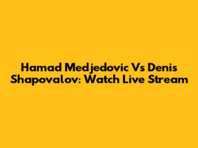 Hamad Medjedovic Vs Denis Shapovalov: Watch Live Stream