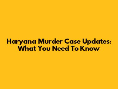 Haryana Murder Case Updates: What You Need To Know