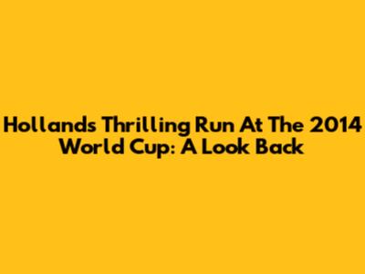 Holland's Thrilling Run At The 2014 World Cup: A Look Back