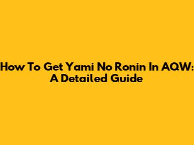 How To Get Yami No Ronin In AQW: A Detailed Guide