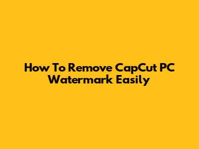 How To Remove CapCut PC Watermark Easily