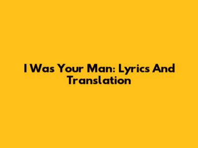 I Was Your Man: Lyrics And Translation