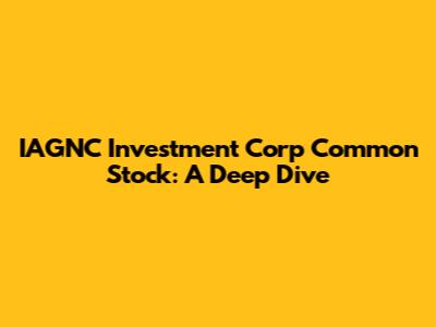 IAGNC Investment Corp Common Stock: A Deep Dive