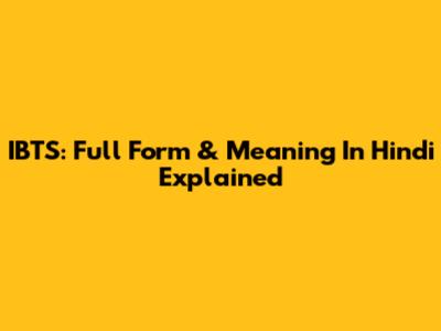 IBTS: Full Form & Meaning In Hindi Explained
