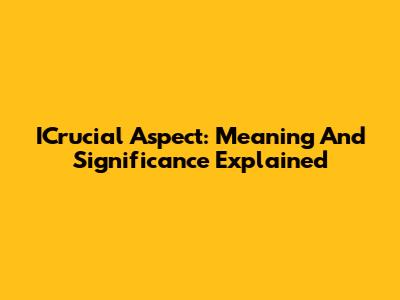ICrucial Aspect: Meaning And Significance Explained
