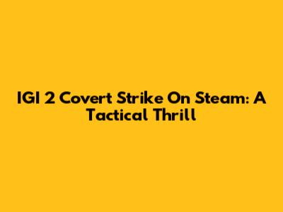 IGI 2 Covert Strike On Steam: A Tactical Thrill