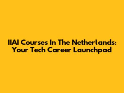 IIAI Courses In The Netherlands: Your Tech Career Launchpad