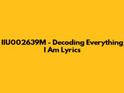 IIU002639M - Decoding 'Everything I Am' Lyrics