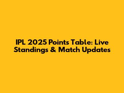 IPL 2025 Points Table: Live Standings & Match Updates