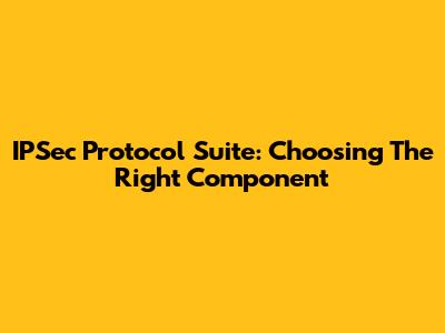 IPSec Protocol Suite: Choosing The Right Component
