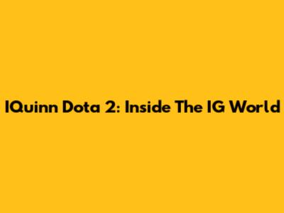 IQuinn Dota 2: Inside The IG World