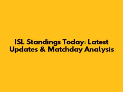 ISL Standings Today: Latest Updates & Matchday Analysis