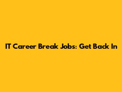 IT Career Break Jobs: Get Back In