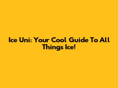 Ice Uni: Your Cool Guide To All Things Ice!