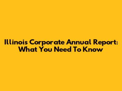 Illinois Corporate Annual Report: What You Need To Know