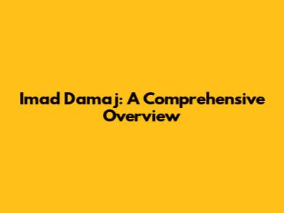 Imad Damaj: A Comprehensive Overview