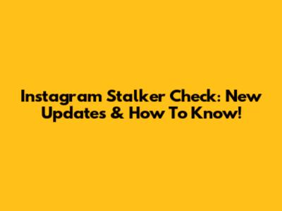 Instagram Stalker Check: New Updates & How To Know!