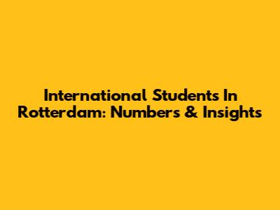 International Students In Rotterdam: Numbers & Insights