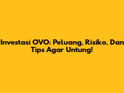 Investasi OVO: Peluang, Risiko, Dan Tips Agar Untung!