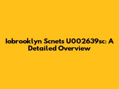 Iobrooklyn Scnets U002639sc: A Detailed Overview