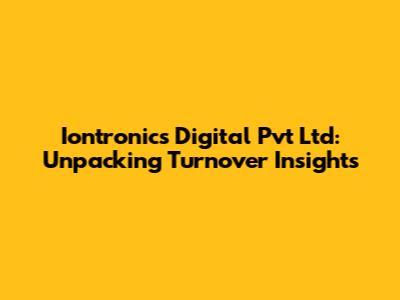 Iontronics Digital Pvt Ltd: Unpacking Turnover Insights