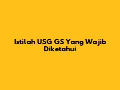 Istilah USG GS Yang Wajib Diketahui