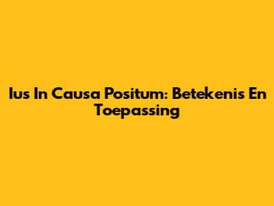 Ius In Causa Positum: Betekenis En Toepassing