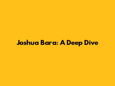 Joshua Bara: A Deep Dive