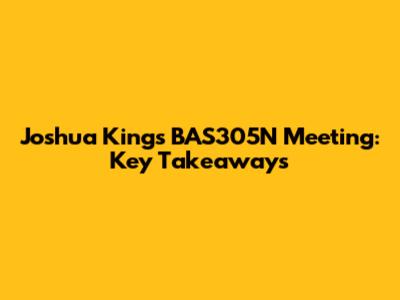 Joshua King's BAS305N Meeting: Key Takeaways