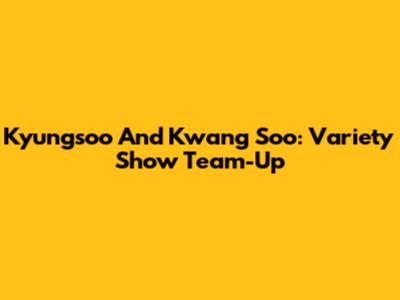 Kyungsoo And Kwang Soo: Variety Show Team-Up