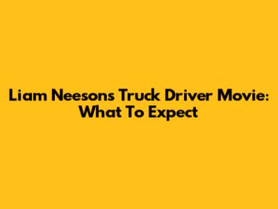 Liam Neeson's Truck Driver Movie: What To Expect